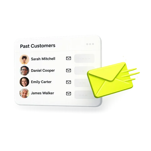 Review Reactivation: past customers list with a personalised request sent