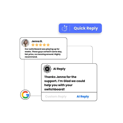 Automated follow-up reminders sent by text and email until the review lands